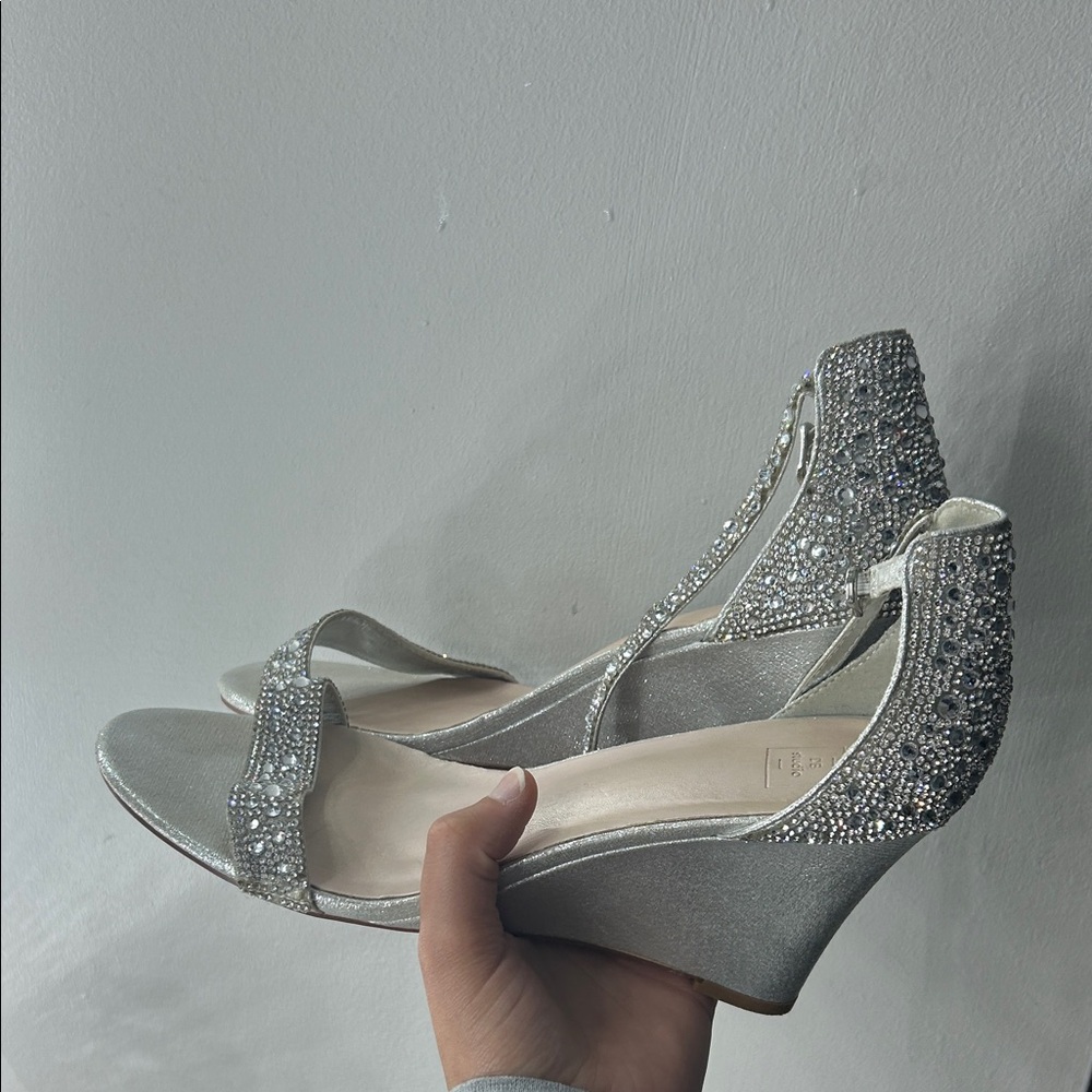 Sparkling Silver Wedge Sandals